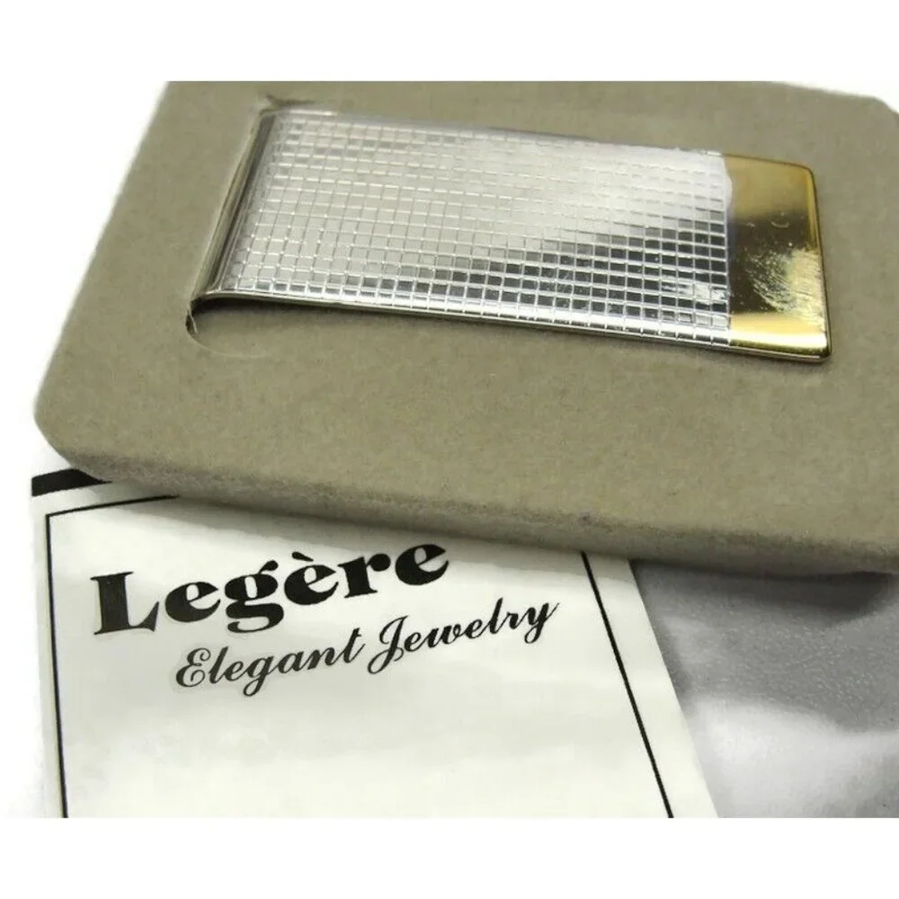 Legere Silver & Gold Tone Money Clip Stainless Wallet Credit Card ID Holder NOB